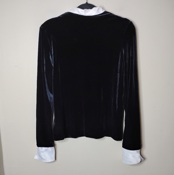 LRL Velvet Top L Black 90s Prep Goth Removable Satin Collar & Cuffs - Picture 6 of 9